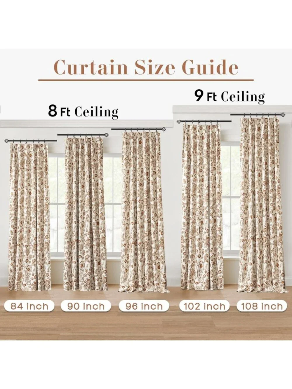 Vintage Floral Blackout Curtains, 96